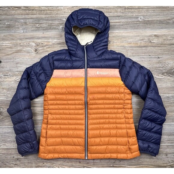 Cotopaxi Fuego Down Sweater Puffer Quilted Hoody Jacket Coat Striped Womens S - Picture 1 of 16